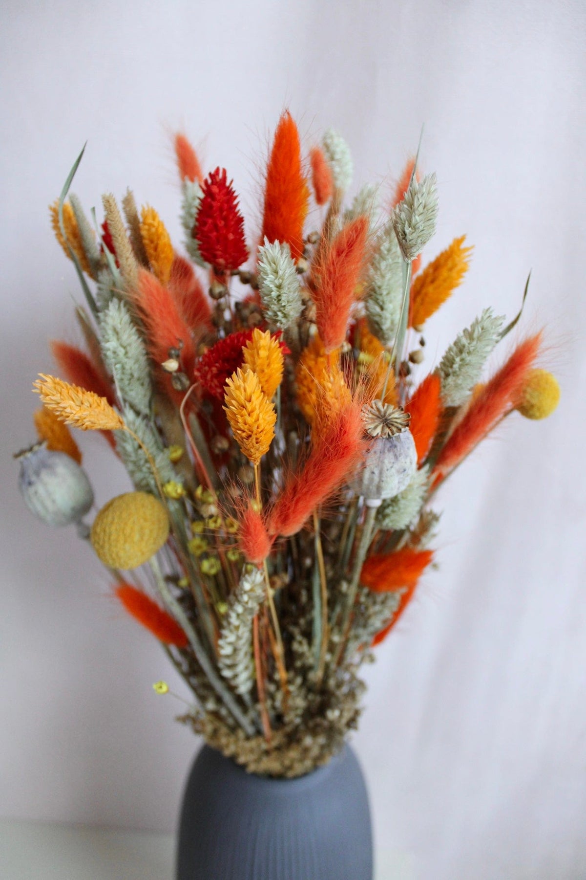 Vasenglück Trockenblumen Trockenblumenstrauss „No. 64“ in Orange & Gelb mit Mohn